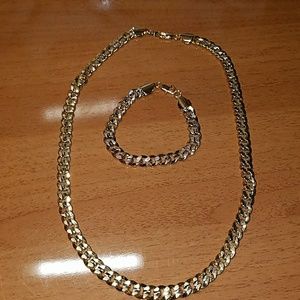 Mens "Titus" Two-Tone Necklace and Bracelet Set